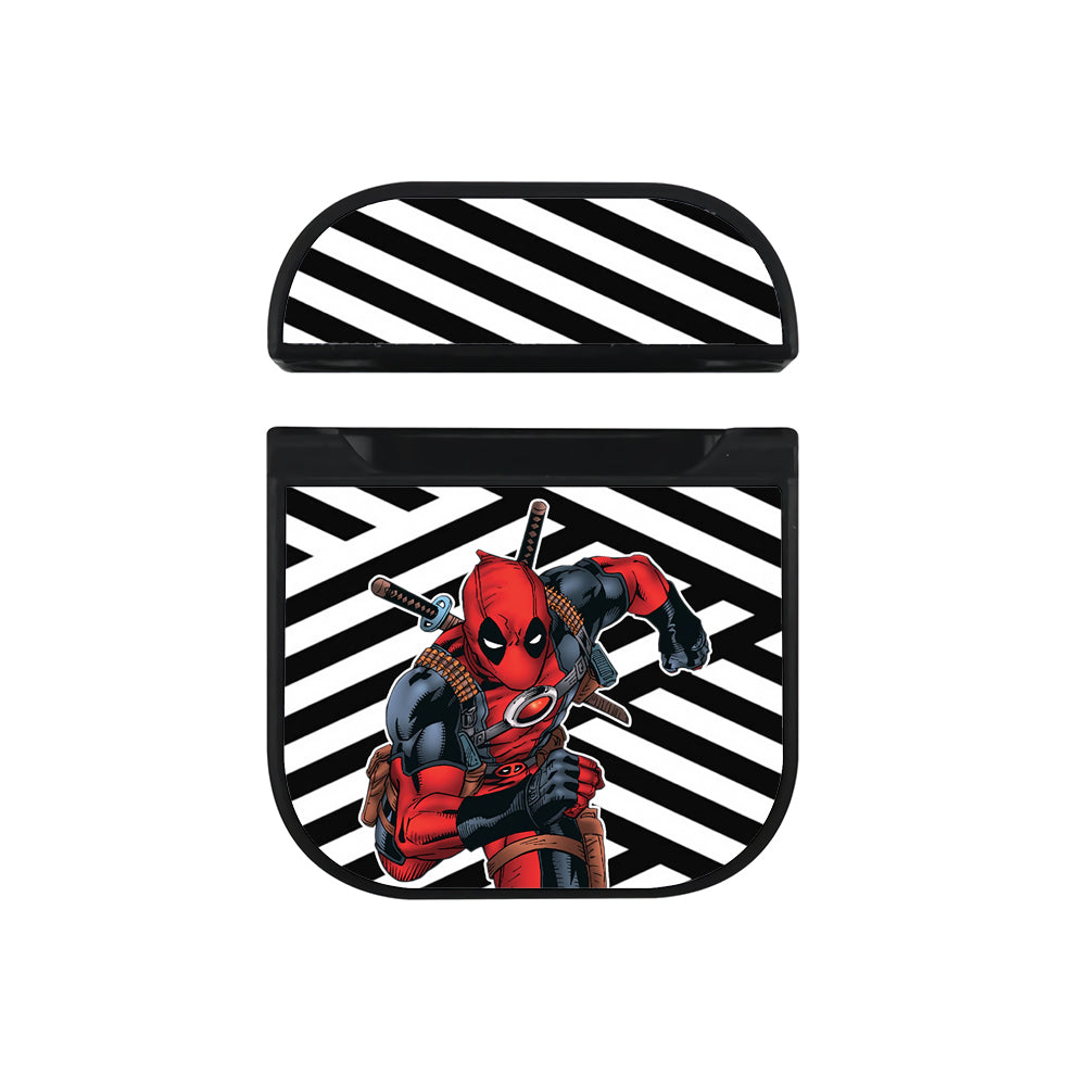 Deadpool Black and White Abstract Hard Plastic Case Cover For Apple Airpods