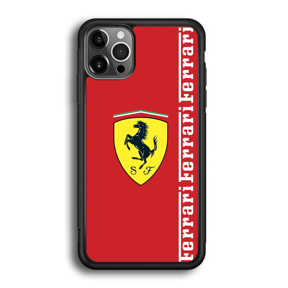 Ferrari Word Maroon Emlem iPhone 12 Pro Case - Ezzystore
