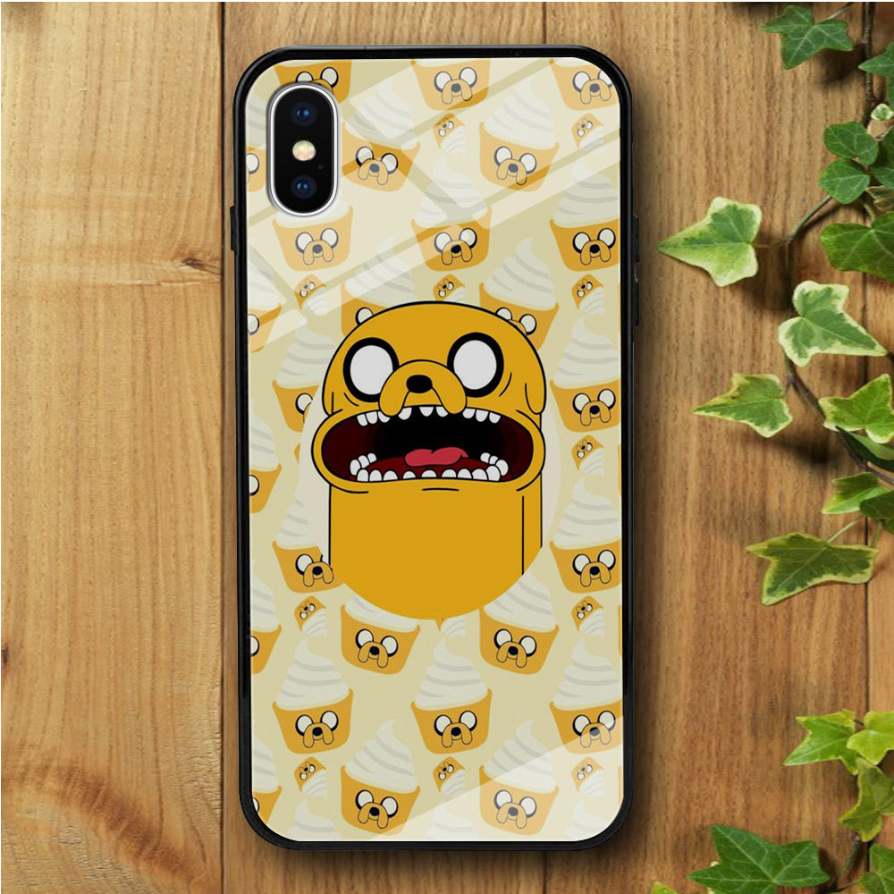 Finn And Jake Doodle Ice Cream iPhone X Tempered Glass Case