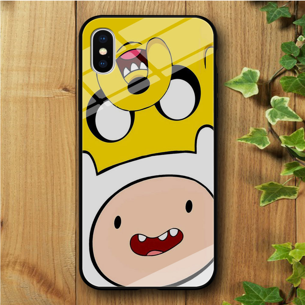 Finn And Jake Double iPhone Xs Tempered Glass Case