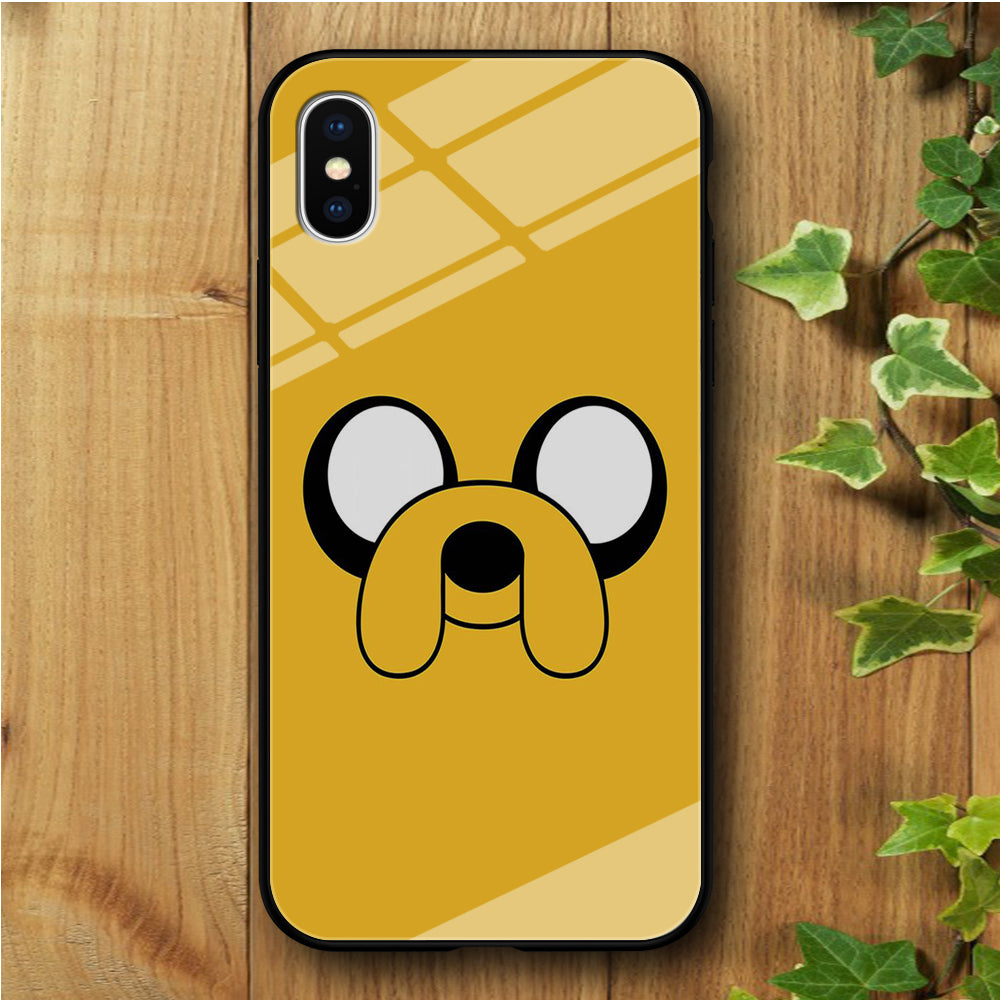 Finn And Jake Yellow iPhone Xs Tempered Glass Case