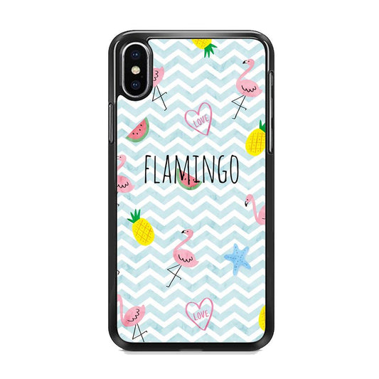 Flamingo Blue Chevron iPhone X Case - ezzyst