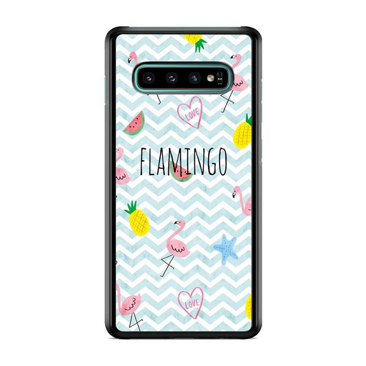 Flamingo Blue Chevron Samsung Galaxy S10 Plus Case - ezzyst