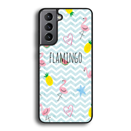 Flamingo Blue Chevron Samsung Galaxy S21 Case