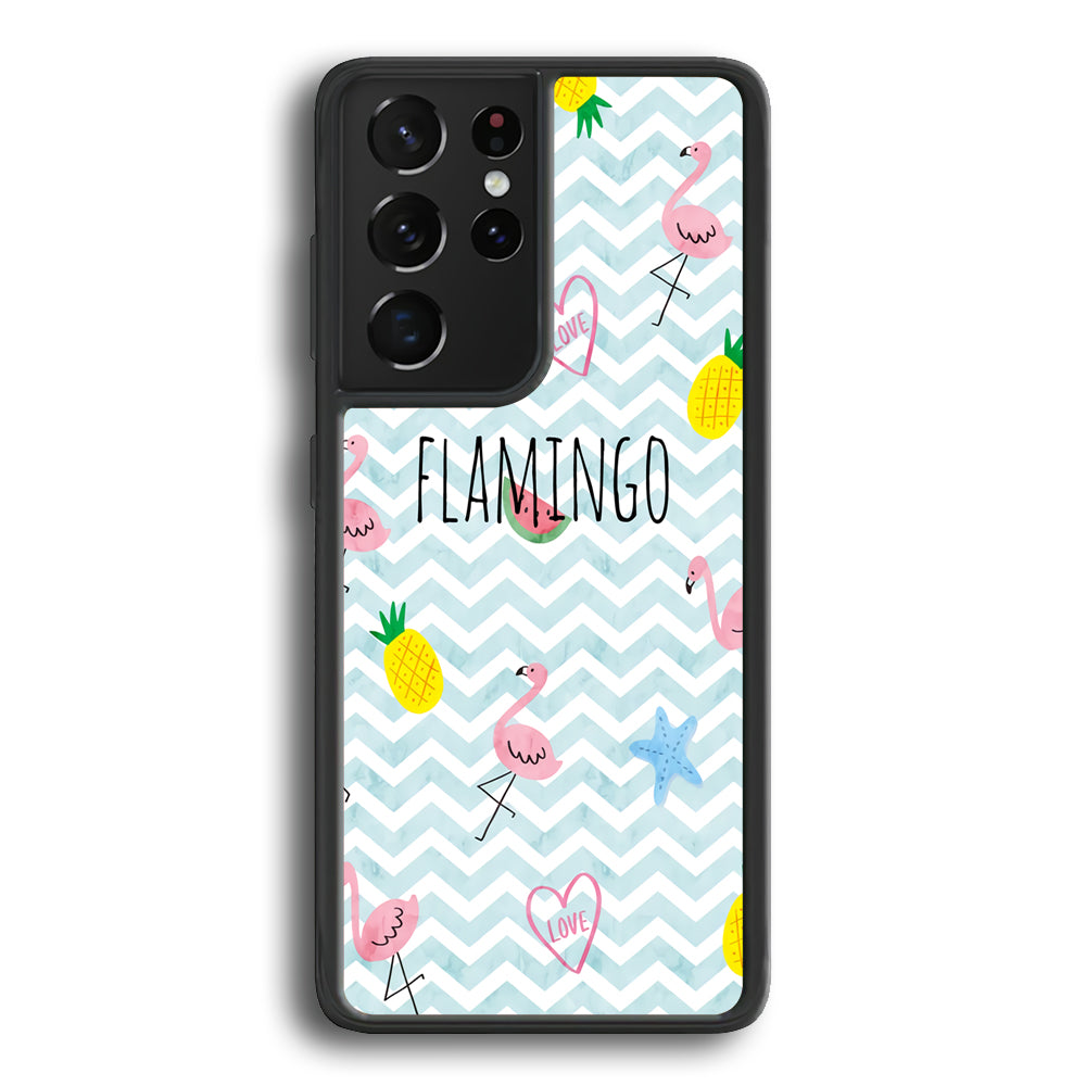 Flamingo Blue Chevron Samsung Galaxy S21 Ultra Case