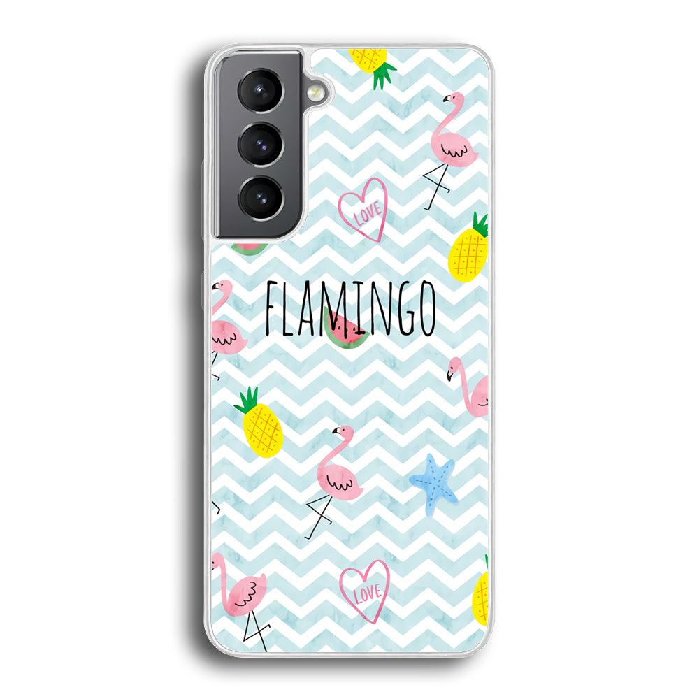 Flamingo Blue Chevron Samsung Galaxy S21 Case