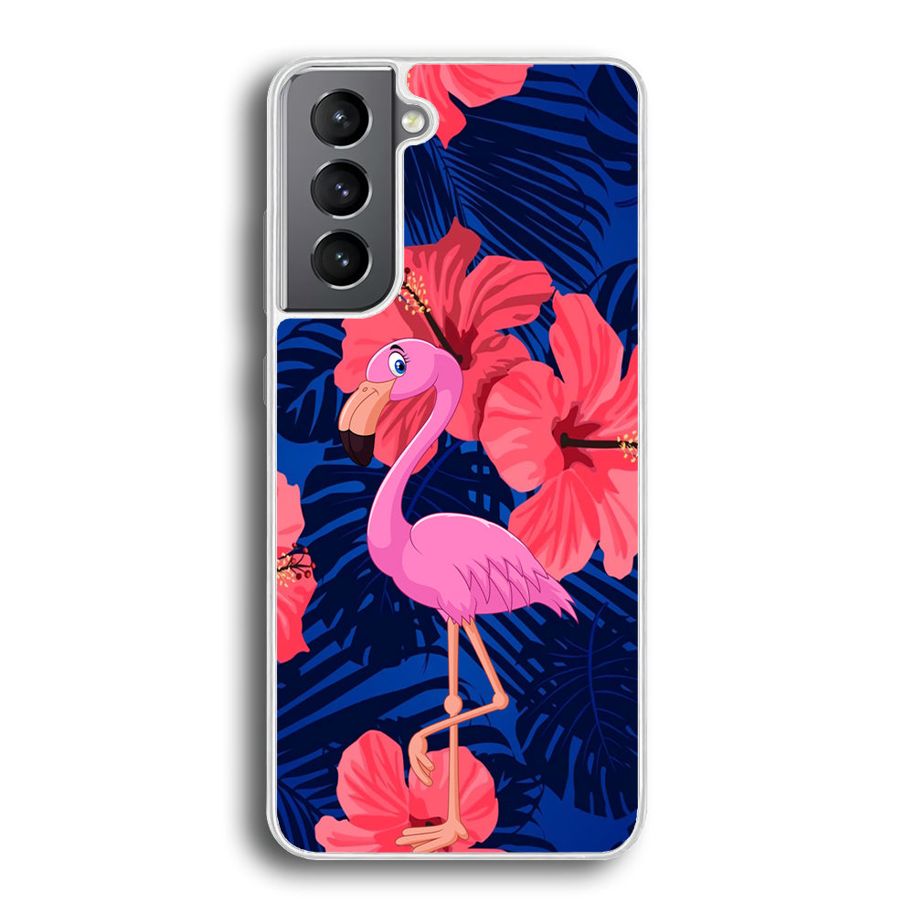 Flamingo Hibiscus Flowers Samsung Galaxy S21 Case