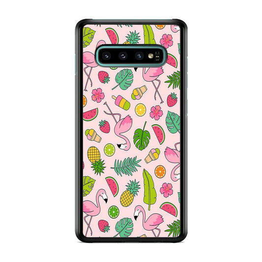 Flamingo Summer Fruit Samsung Galaxy S10 Plus Case - ezzyst