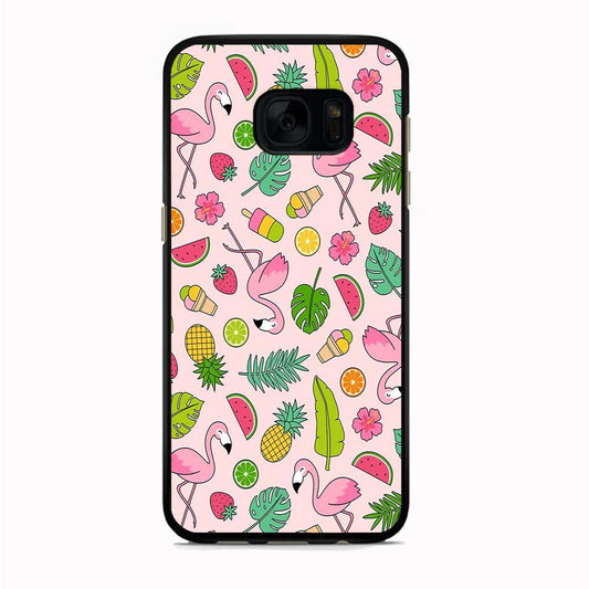 Flamingo Summer Fruit Samsung Galaxy S7 Edge Case - ezzyst