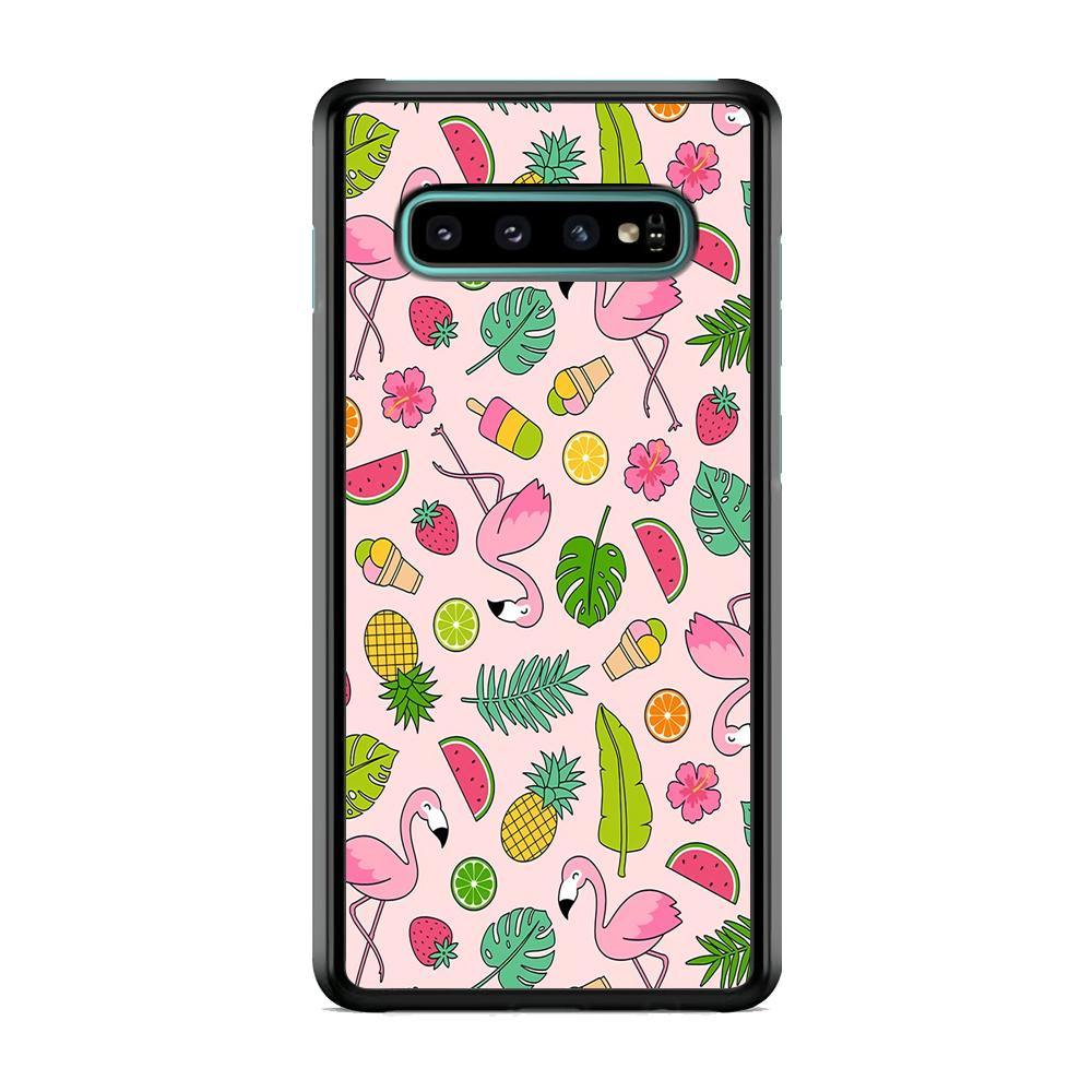 Flamingo Summer Fruit Samsung Galaxy S10 Case - ezzyst