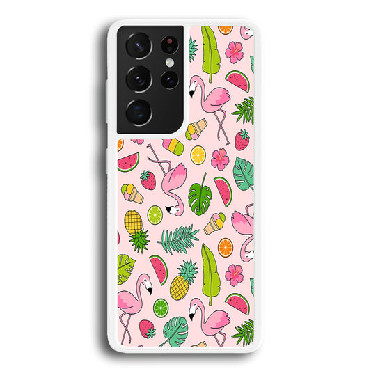 Flamingo Summer Fruit Samsung Galaxy S21 Ultra Case
