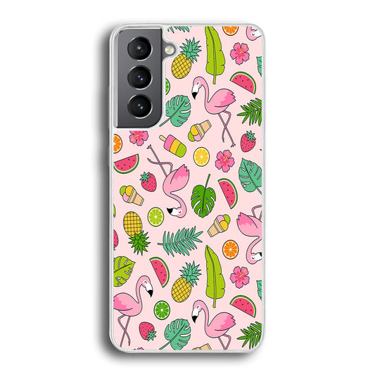 Flamingo Summer Fruit Samsung Galaxy S21 Case