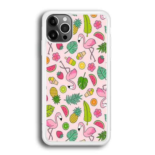 Flamingo Summer Fruit iPhone 12 Pro Case