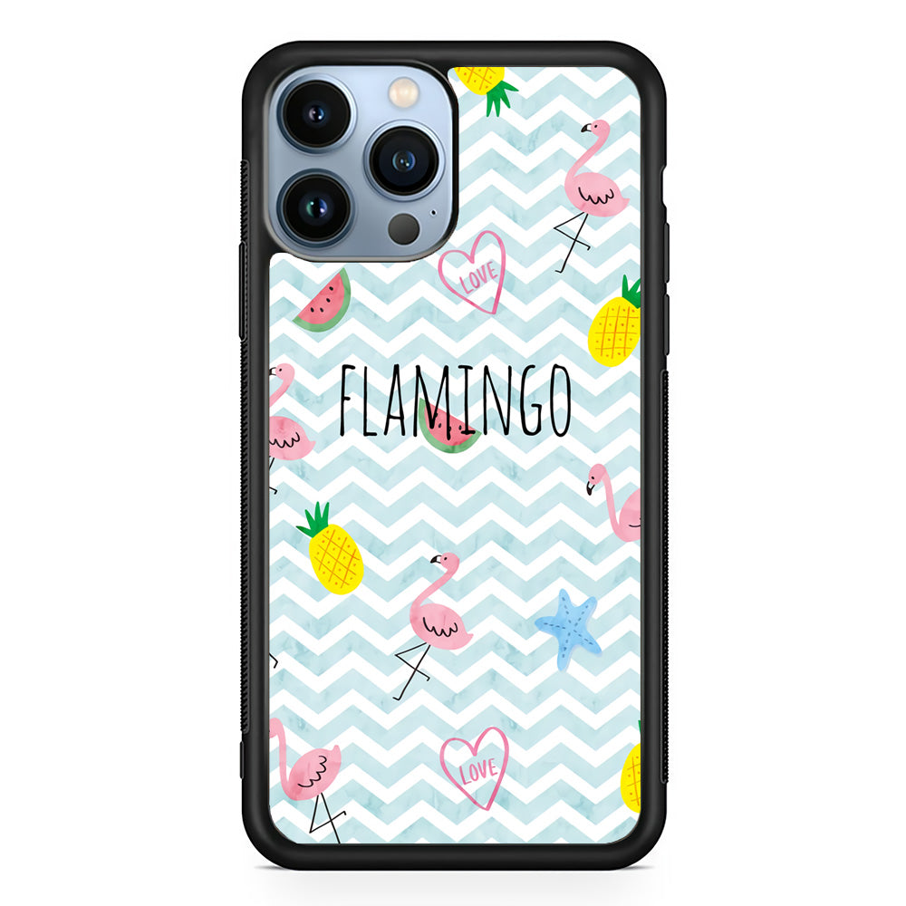 Flamingo Blue Chevron iPhone 13 Pro Case
