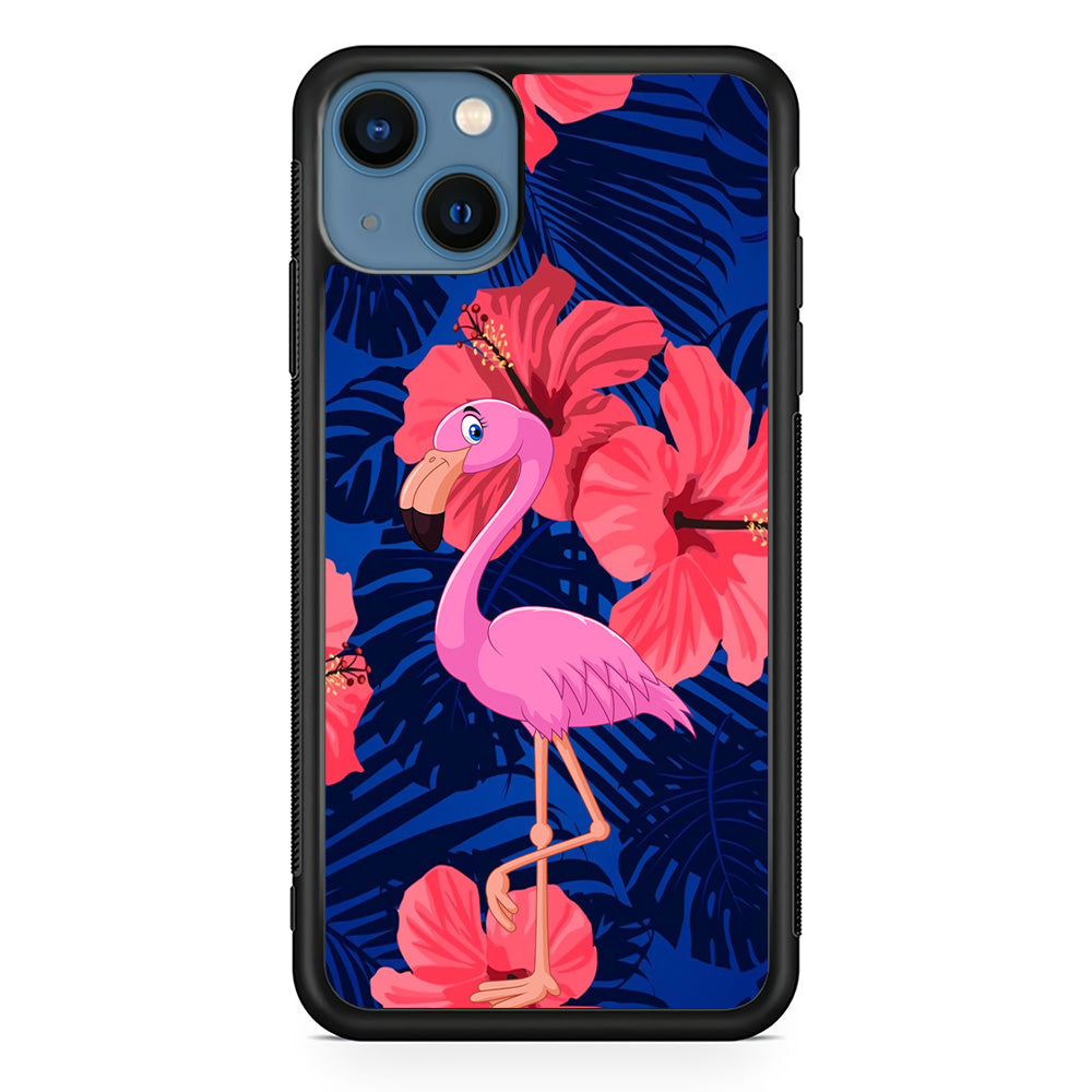 Flamingo Hibiscus Flowers iPhone 13 Case