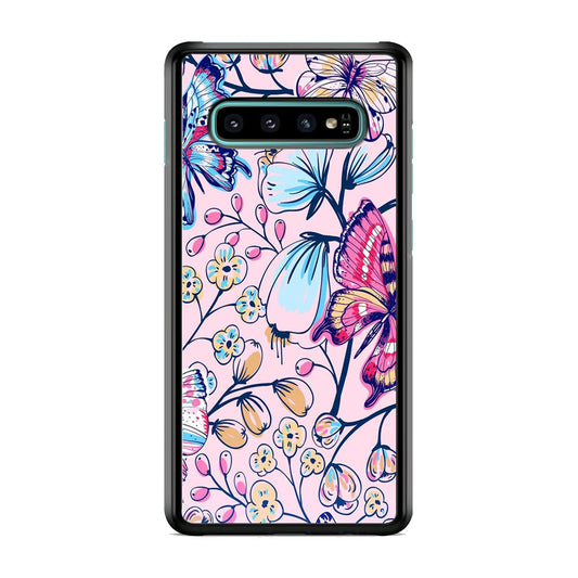 Flowers And Paint Butterfly Samsung Galaxy S10 Plus Case