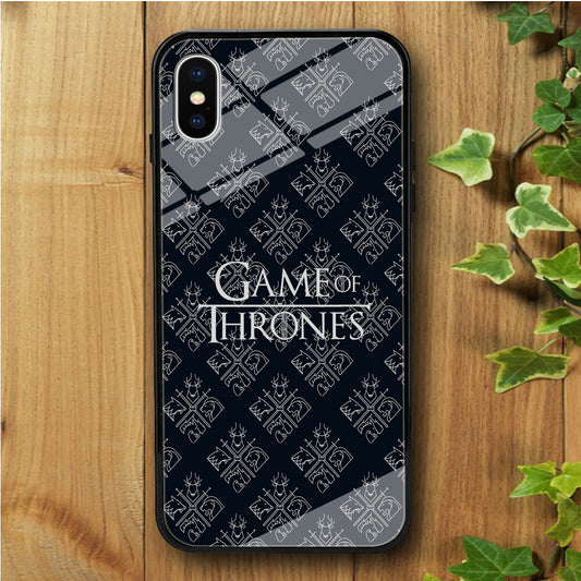 Game Of Trones Doodle Navy iPhone X Tempered Glass Case