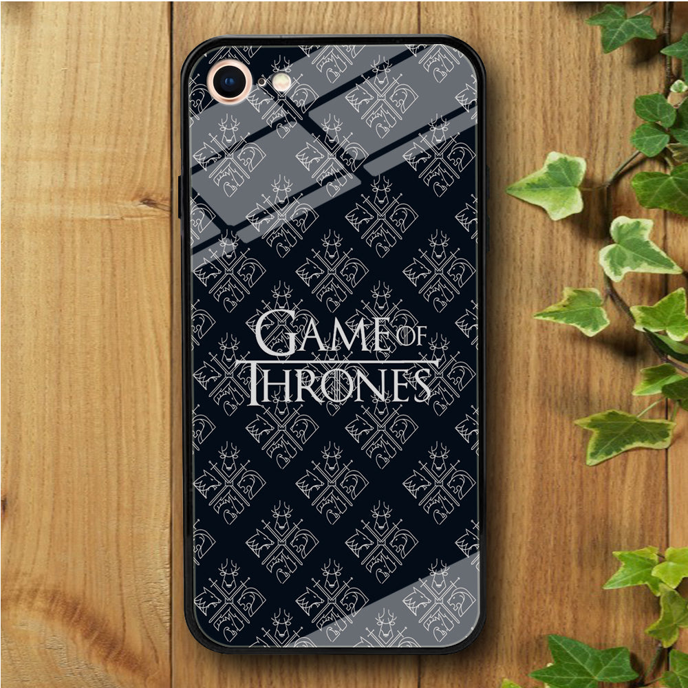 Game Of Trones Doodle Navy iPhone 7 Tempered Glass Case