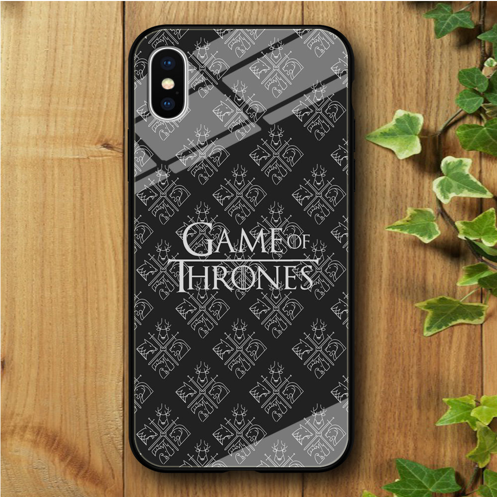Game of Thrones Grey Doodle iPhone Xs Tempered Glass Case