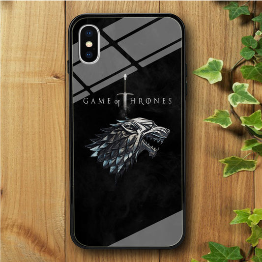 Game of Thrones Shadows Wolf iPhone X Tempered Glass Case