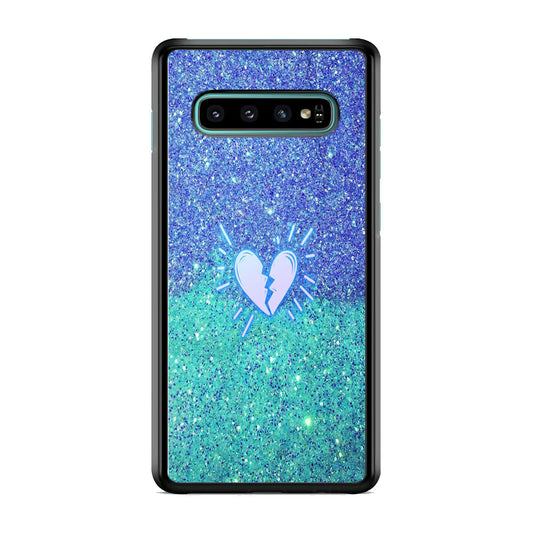 Glitter Blue Broken Heart Samsung Galaxy S10 Case