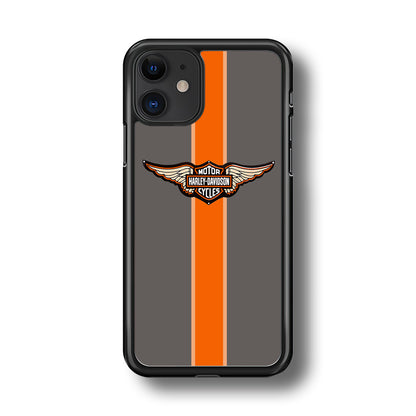 Harley Davidson Wings Logo Orange Grey Stripe Colour iPhone 11 Case