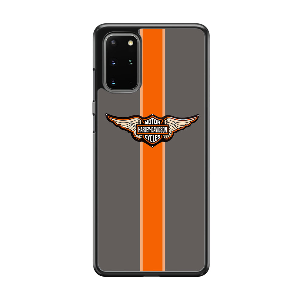 Harley Davidson Wings Logo Orange Grey Stripe Colour Samsung Galaxy S20 Plus Case