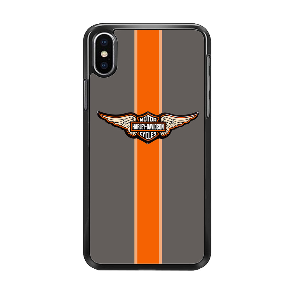 Harley Davidson Wings Logo Orange Grey Stripe Colour iPhone X Case