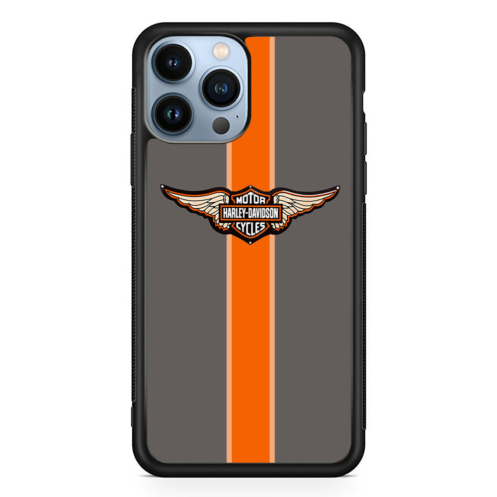 Harley Davidson Wings Logo Orange Grey Stripe Colour iPhone 13 Pro Case