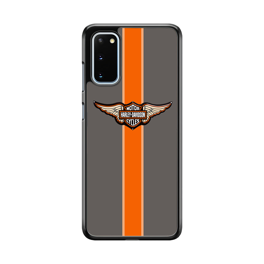Harley Davidson Wings Logo Orange Grey Stripe Colour Samsung Galaxy S20 Case