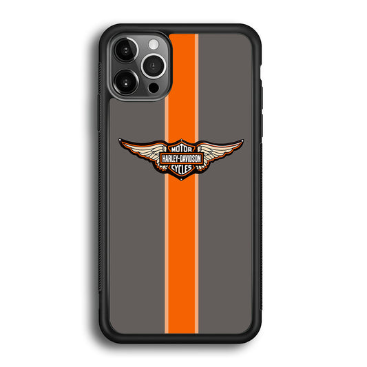 Harley Davidson Wings Logo Orange Grey Stripe Colour iPhone 12 Pro Case