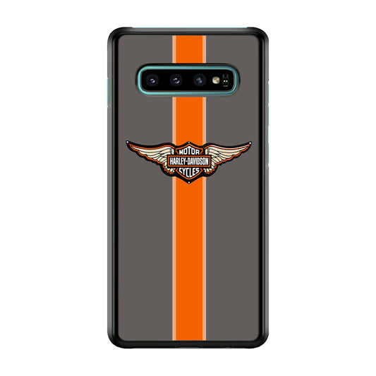 Harley Davidson Wings Logo Orange Grey Stripe Colour Samsung Galaxy S10 Plus Case