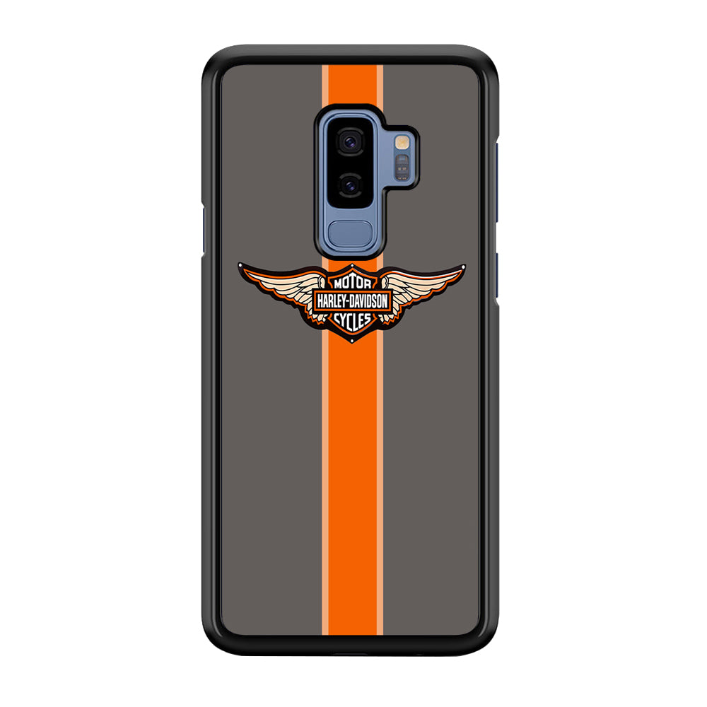 Harley Davidson Wings Logo Orange Grey Stripe Colour Samsung Galaxy S9 Plus Case