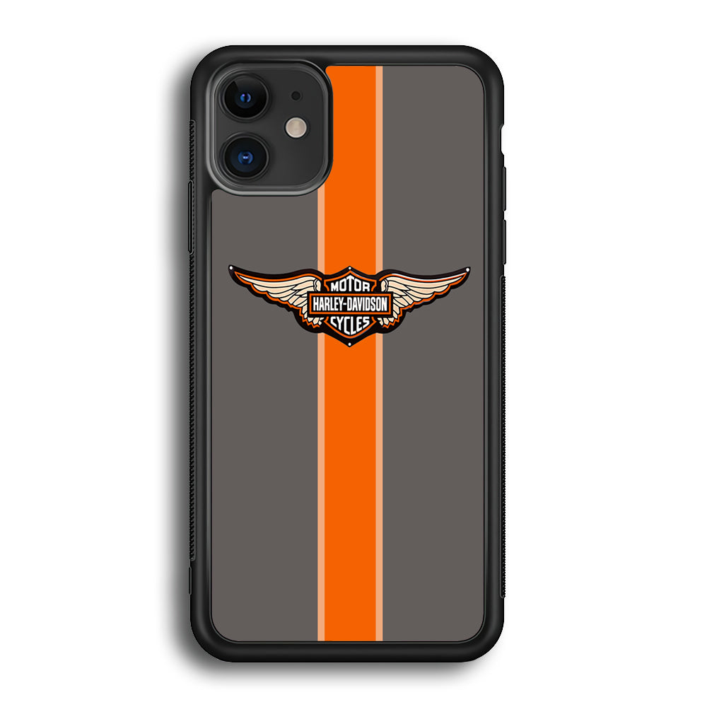 Harley Davidson Wings Logo Orange Grey Stripe Colour iPhone 12 Case