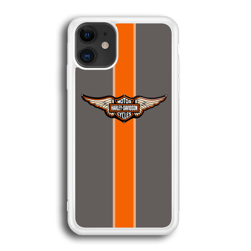 Harley Davidson Wings Logo Orange Grey Stripe Colour iPhone 12 Case