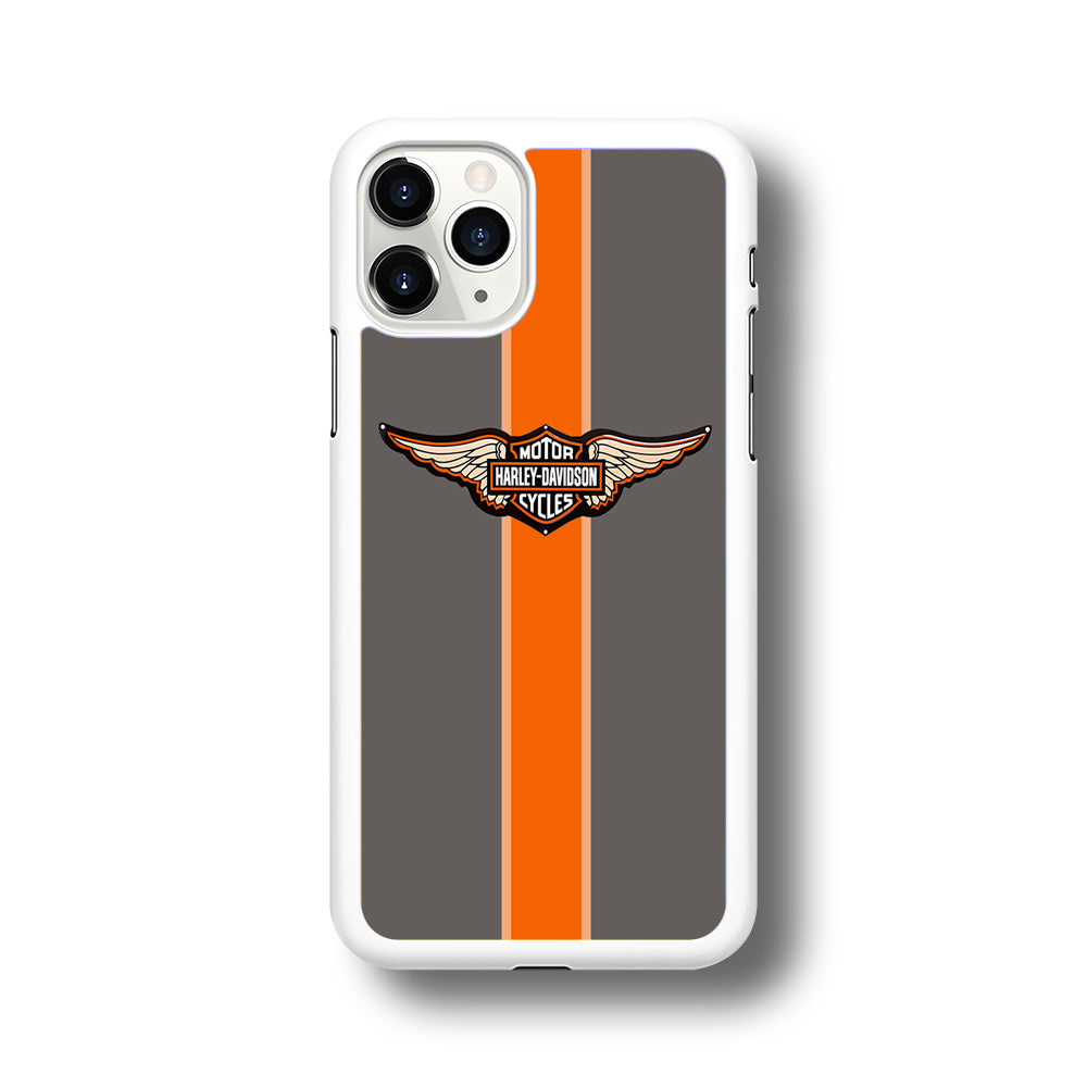 Harley Davidson Wings Logo Orange Grey Stripe Colour iPhone 11 Pro Max Case