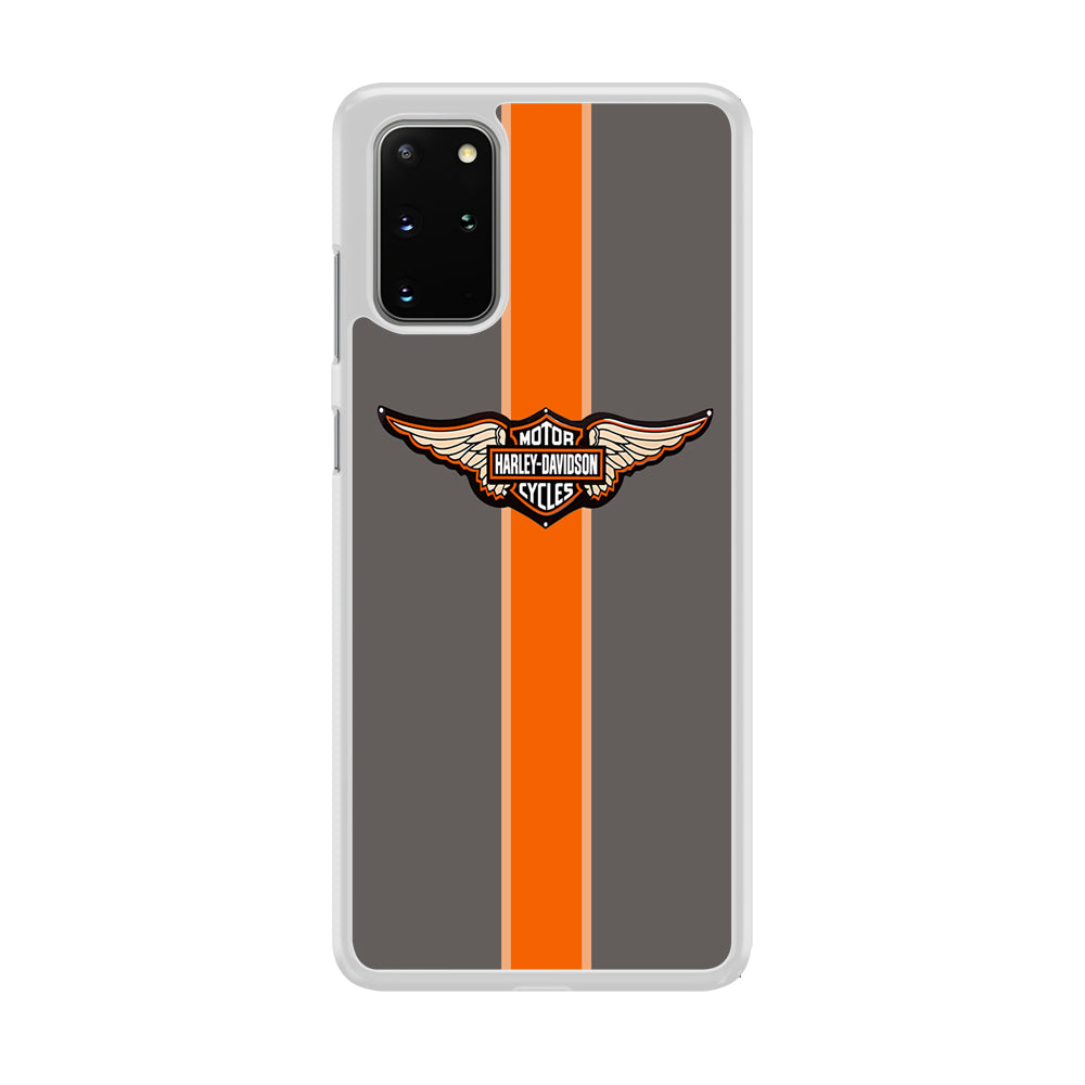 Harley Davidson Wings Logo Orange Grey Stripe Colour Samsung Galaxy S20 Plus Case