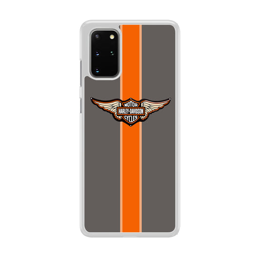 Harley Davidson Wings Logo Orange Grey Stripe Colour Samsung Galaxy S20 Plus Case