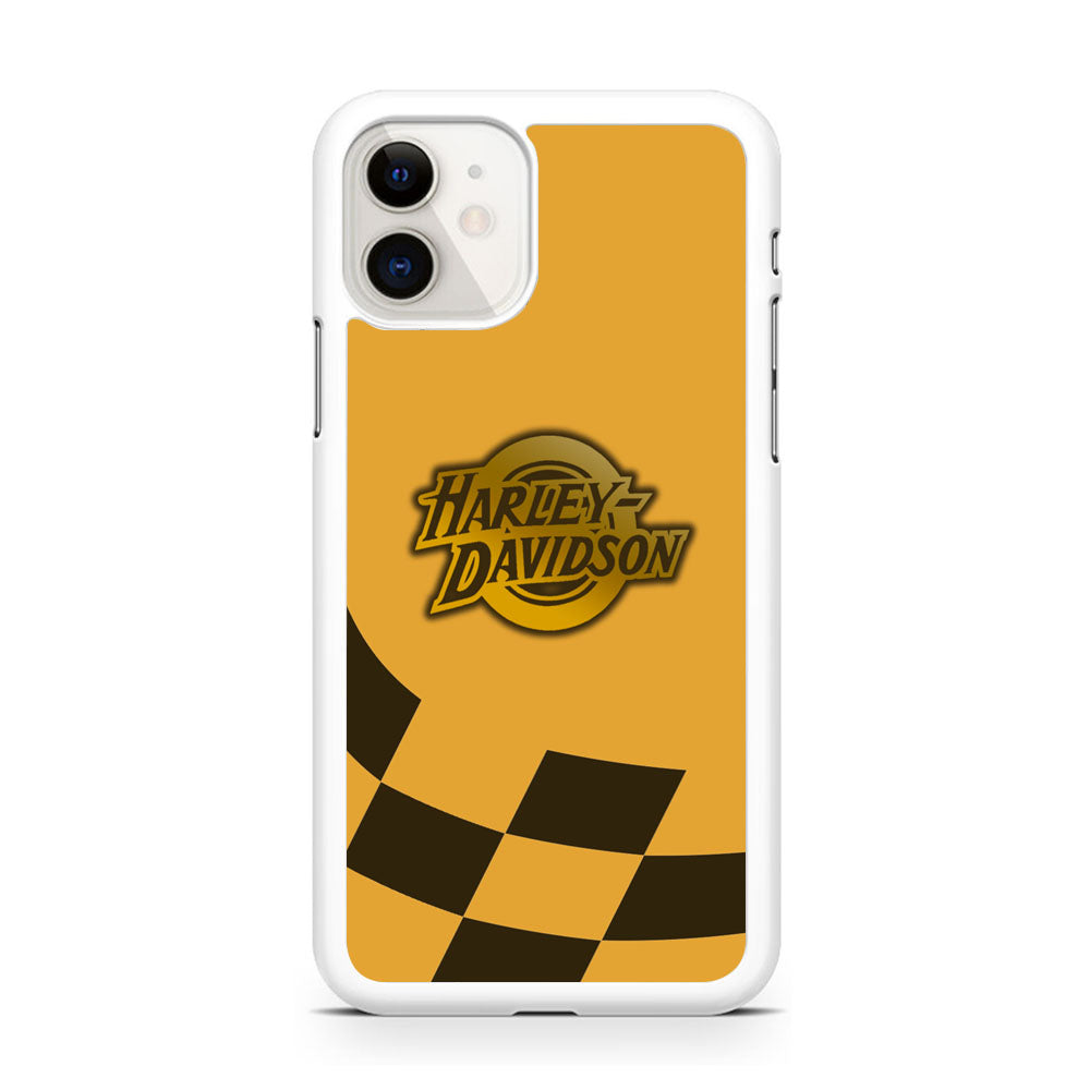 Harley Davidson Gold Logo Flag Racing iPhone 11 Case