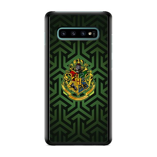 Harry Potter Hogwarts Emblem Black Green Arrow Motif Samsung Galaxy S10 Plus Case