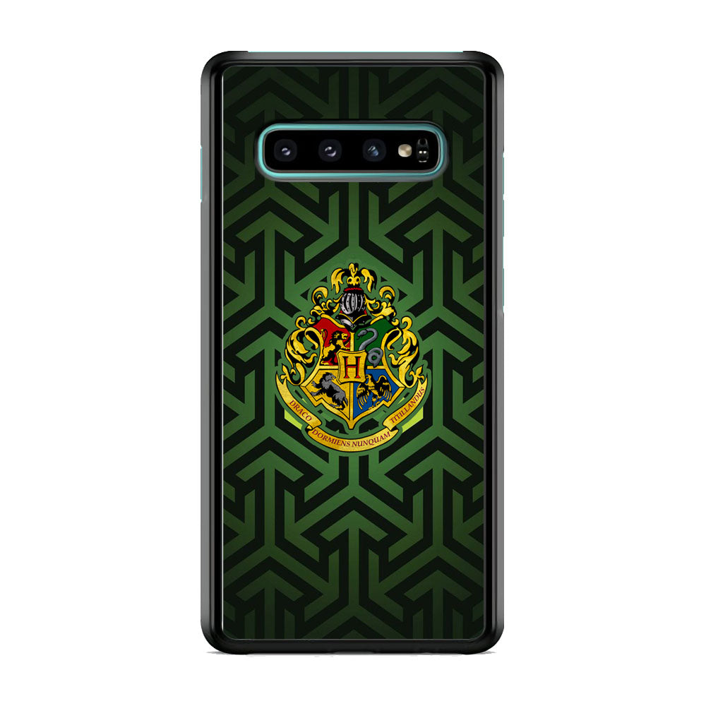 Harry Potter Hogwarts Emblem Black Green Arrow Motif Samsung Galaxy S10 Case