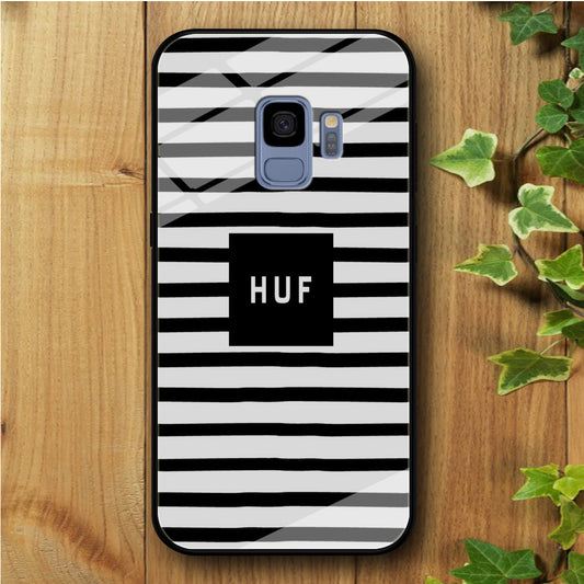 Huf Black Stripe White Samsung Galaxy S9 Tempered Glass Case