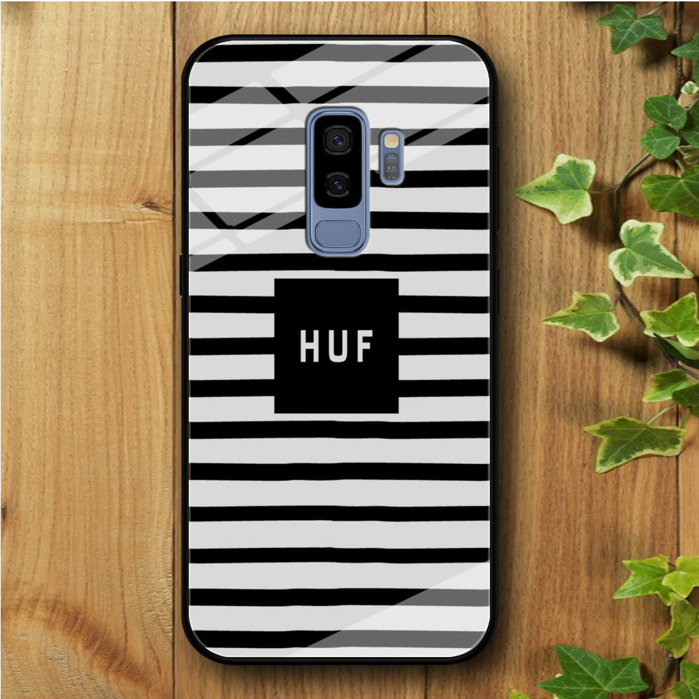 Huf Black Stripe White Samsung Galaxy S9 Plus Tempered Glass Case