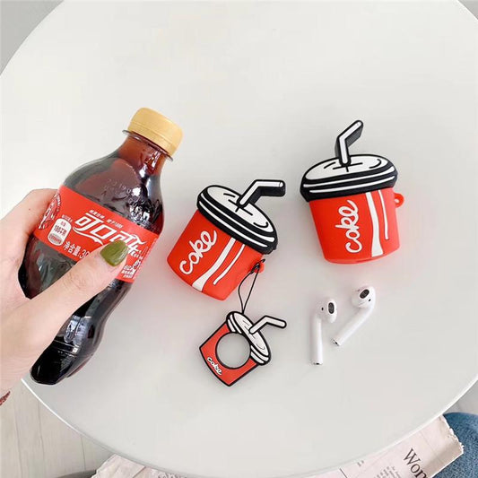 Coke Cola Bottle Cup Silicone Protective Case Cover For Apple Airpods
