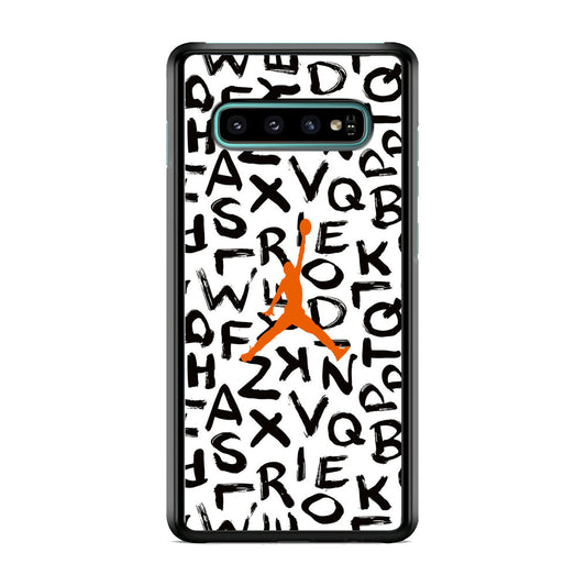 Jordan White Aphabet Orange Logo Samsung Galaxy S10 Case