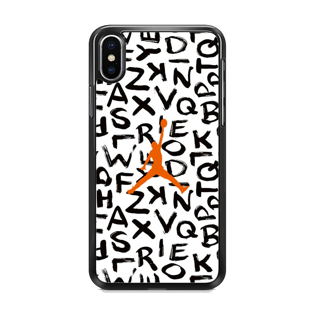 Jordan White Aphabet Orange Logo iPhone Xs Case