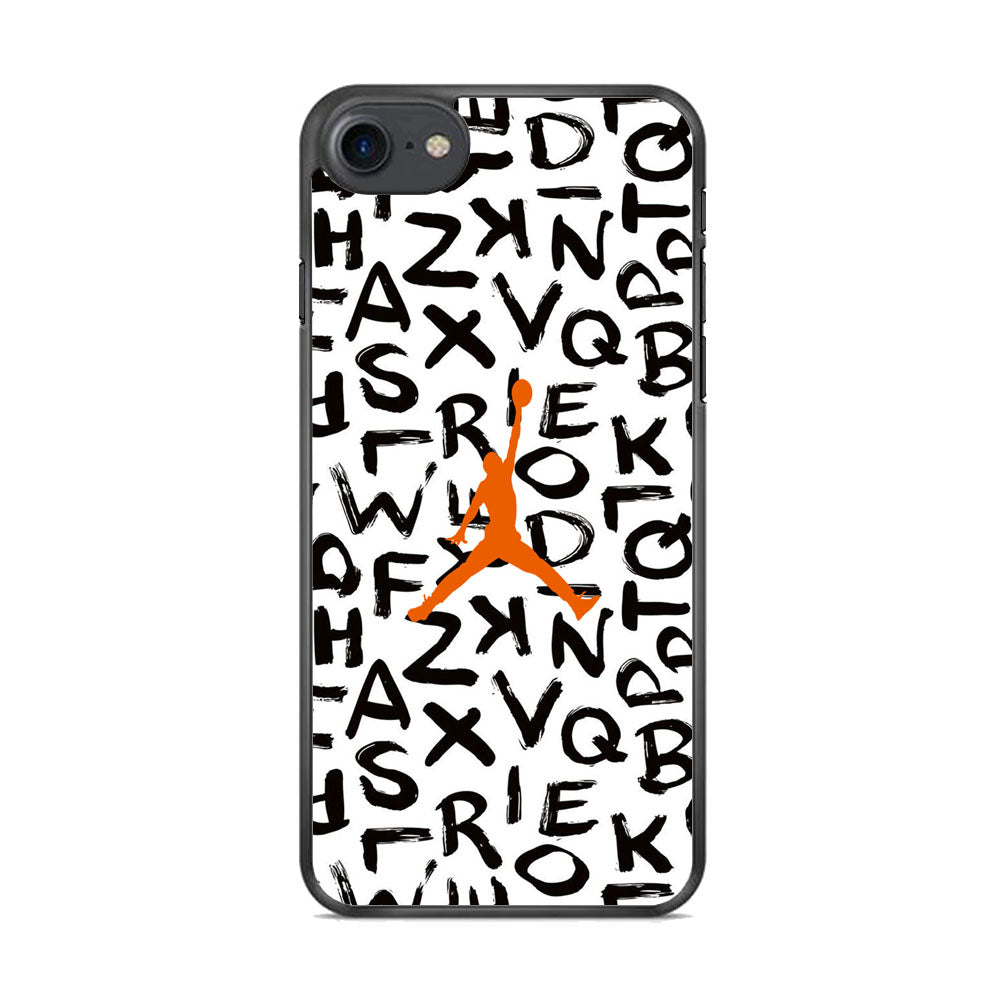 Jordan White Aphabet Orange Logo iPhone 8 Case