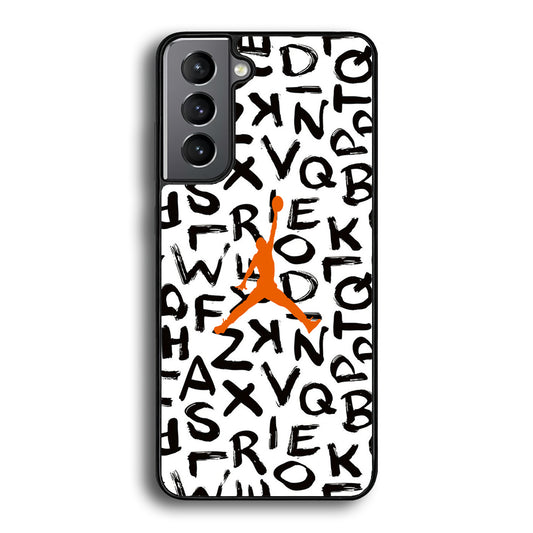 Jordan White Aphabet Orange Logo Samsung Galaxy S21 Plus Case