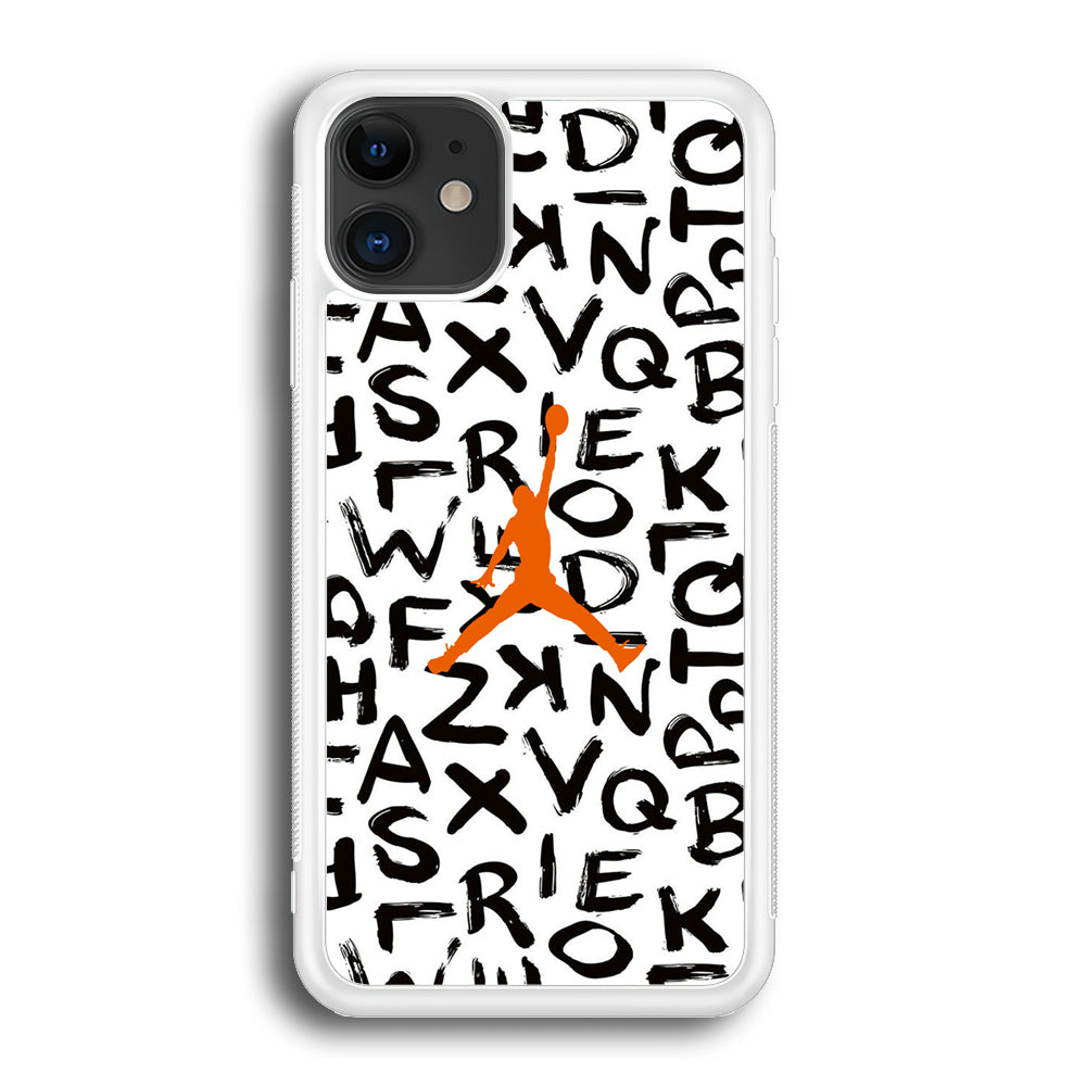 Jordan White Aphabet Orange Logo iPhone 12 Case