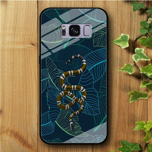 Leaf Night Gold Snake Samsung Galaxy S8 Plus Tempered Glass Case